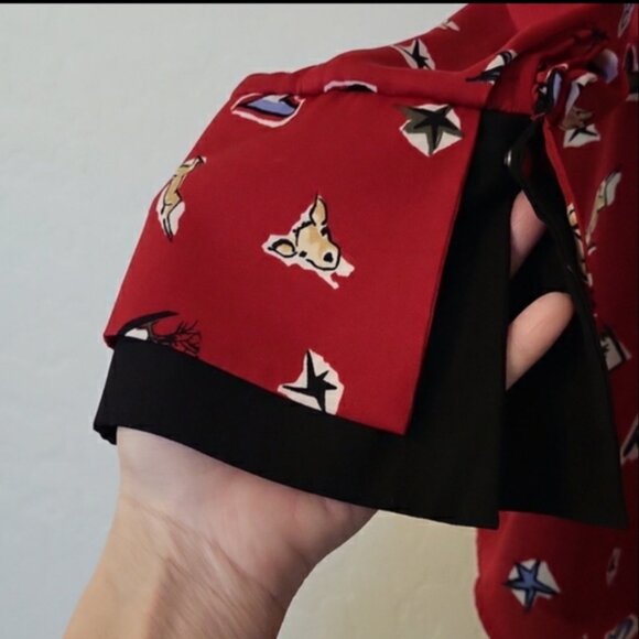 French Rendez Vous Scarlet Print Red Double Cuffs Fun Dear Print Plus Size 16 - Picture 6 of 10